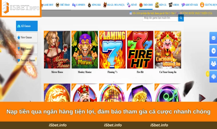 Nạp tiền qua ngân hàng tiện lợi, đảm bảo tham gia cá cược nhanh chóng
